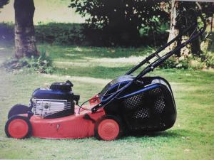 Fűnyírás fűnyíró géppel